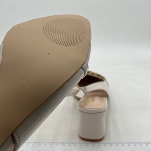 Milooey Cream Women's Closed Toe Chain Slingback Flats Comfortable Chunky Block - Picture 6 of 8